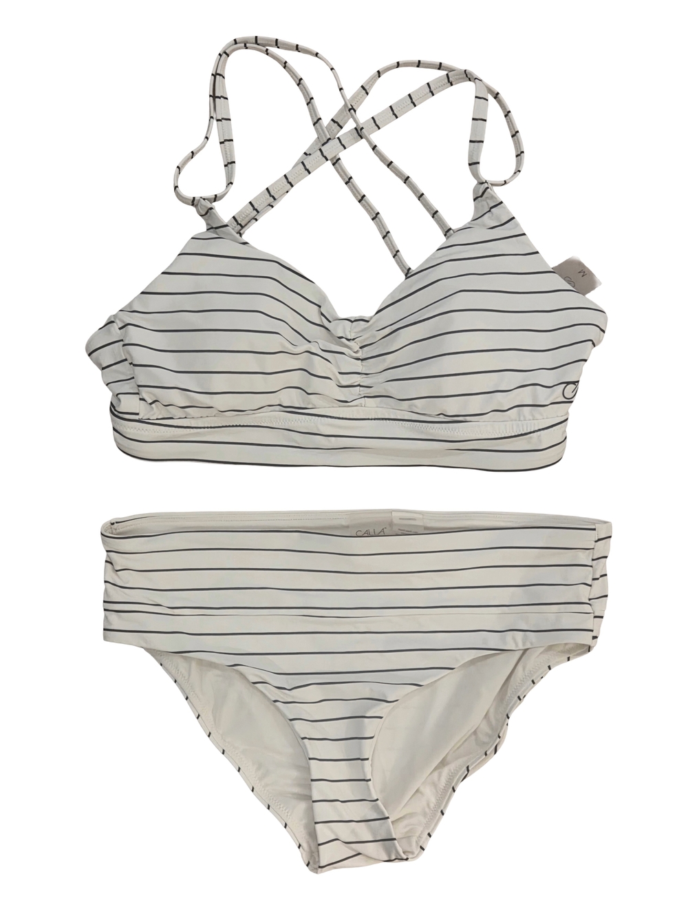 Calia White Striped Bikini Set